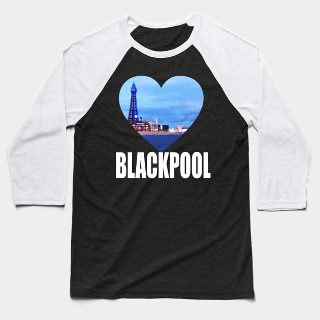 Blackpool Tower England Gift Baseball T-Shirt by Merchweaver